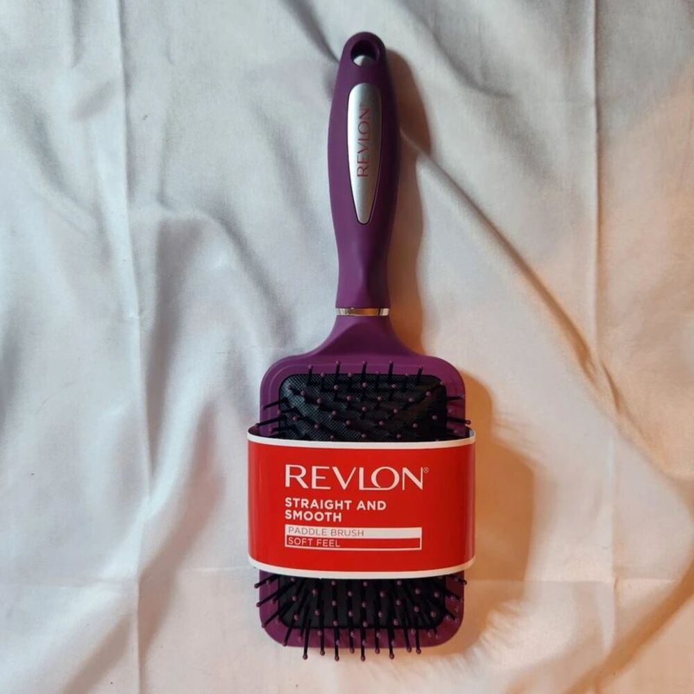 Revlon Straight & Smooth Soft Feel Paddle Hair Brush Berry Purple New